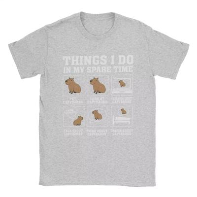 Awesome Things I Do In My Spare Time Capybara T-Shirts for Men O Neck  T Shirts Short Sleeve Tees Summer Clothing