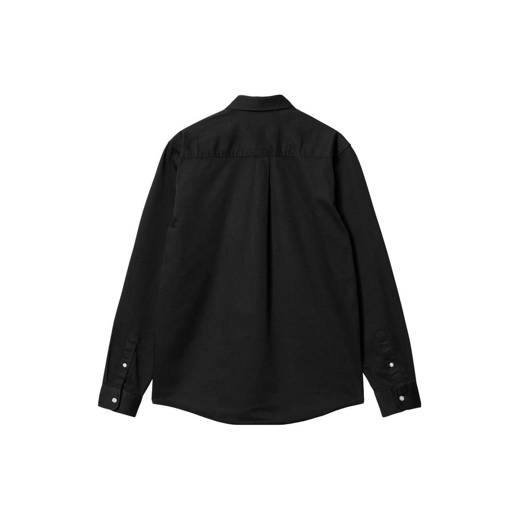 Carhartt WIP Однотонная рубашка с вышивкой логотипа, однобортная, с длинным рукавом, мужская, темно-серая I023339K02XX