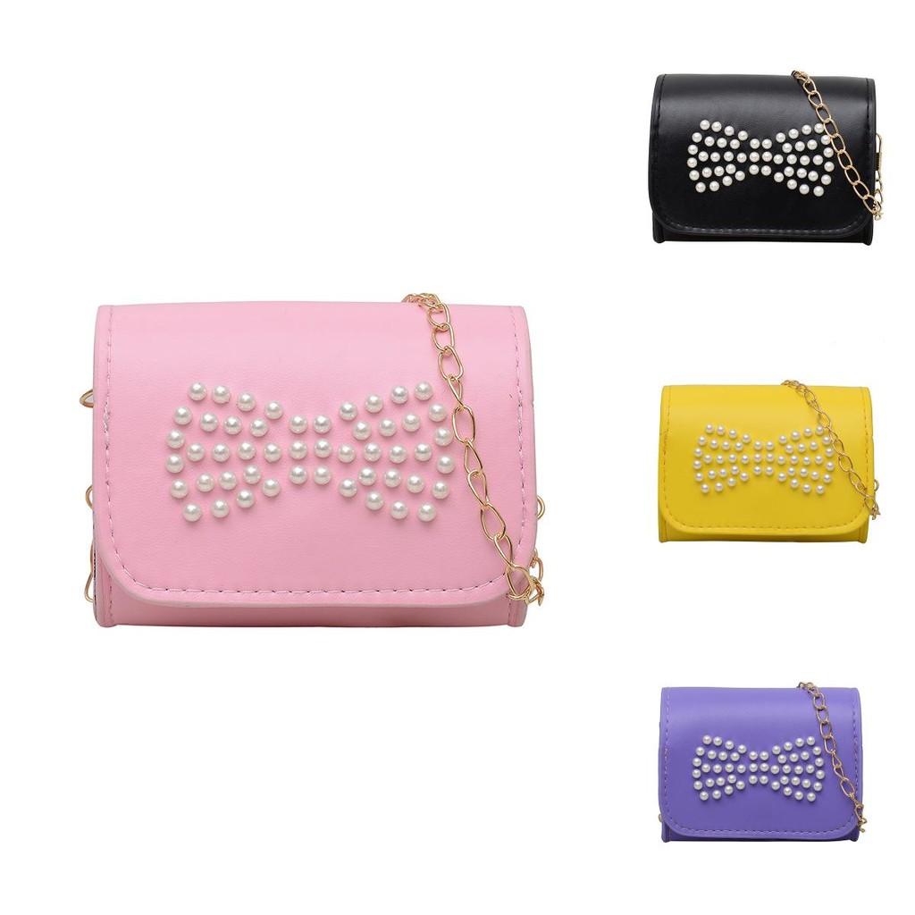 Cute And Elegant Kids Shoulder Bag With Butterfly Knot And Breathable Polyester Lining
