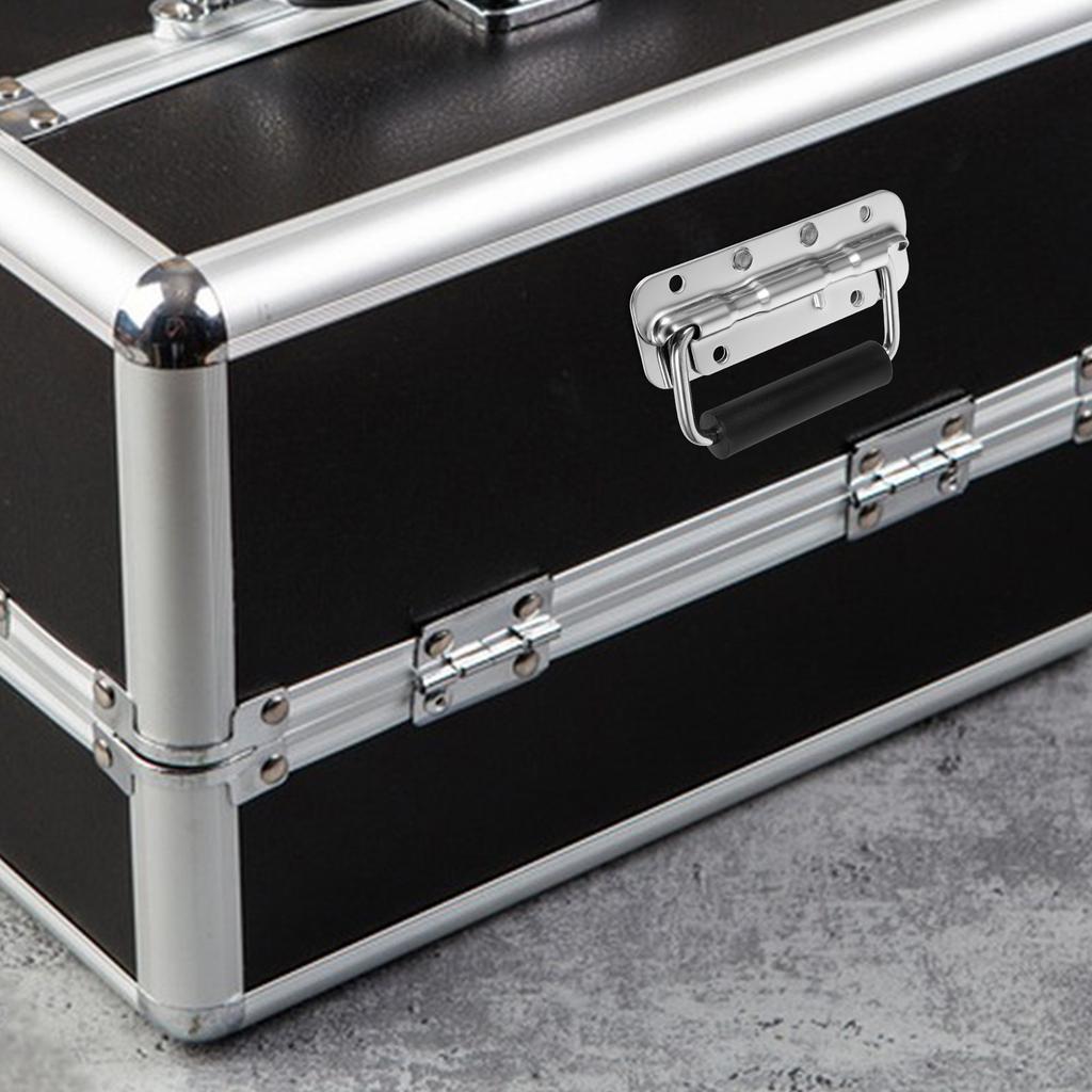 Stainless Steel Folding Toolbox Handle Heavy Duty Spring Loaded Foldable Pull Handle for DIY Repair Garage Tool Storage Portable