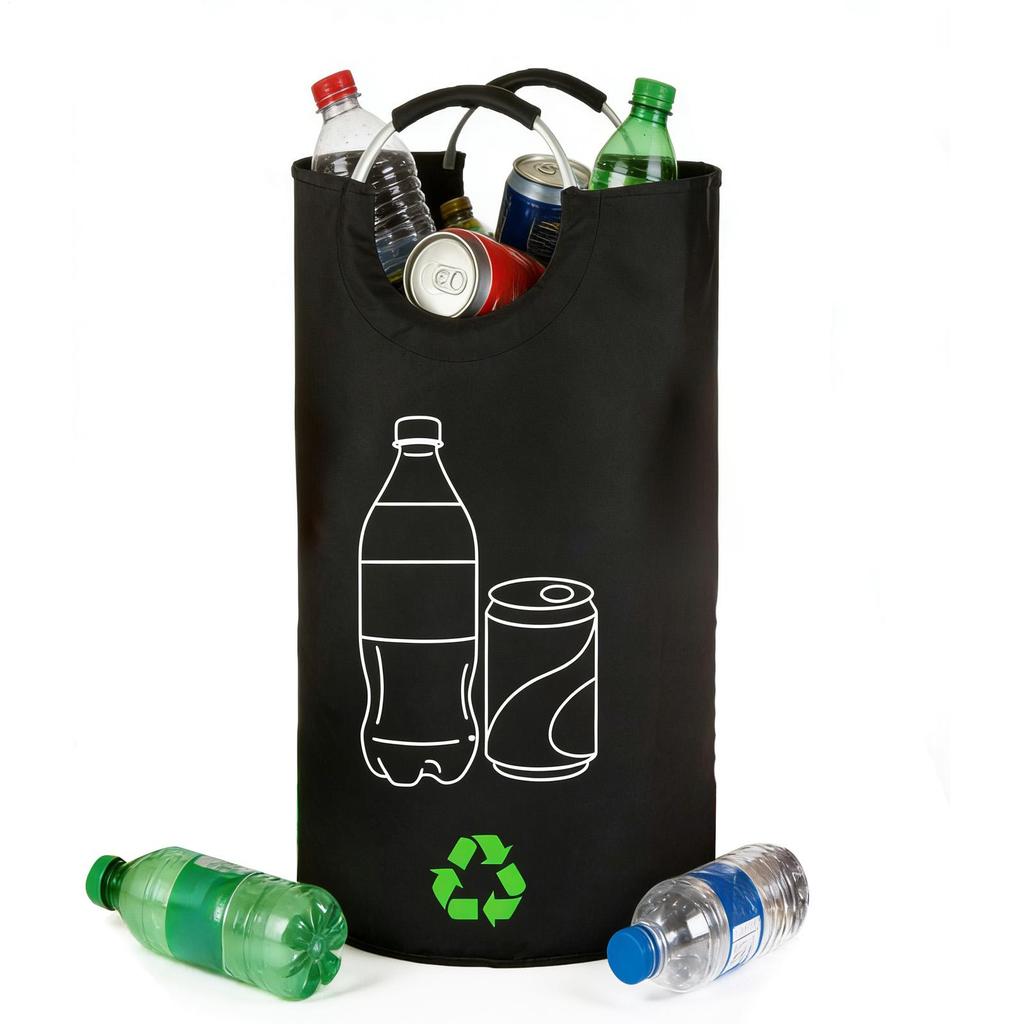 82L Oxford Cloth Aluminum Handle Recycling Bottle Storage Bag Dirty Clothes Basket Home Storage Folding Recycling Bag
