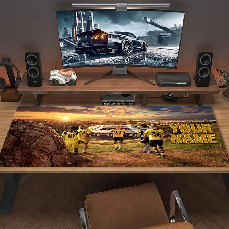 Custom Name Borussia Dortmund Mouse Pad Large Gaming Table Cushion Nonslip Laptop Tablet Big Mousepad Xxl Mat Mini Pc Playmat With Lock Edge