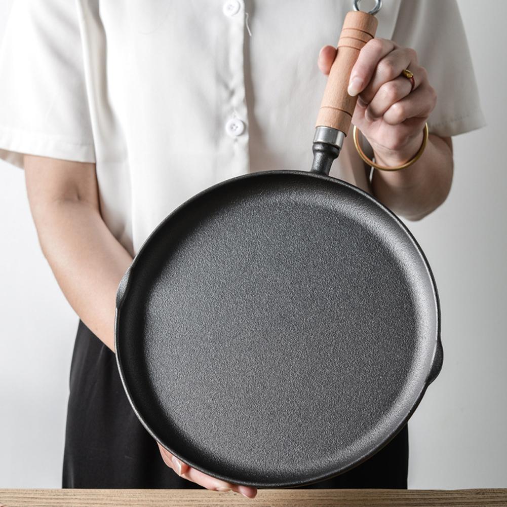 Sartén de Hierro Fundido de 9/10 Pulgadas Antiadherente Sartén de Chef con Mango Sartén para Omelette Utensilios de Cocina/Camping