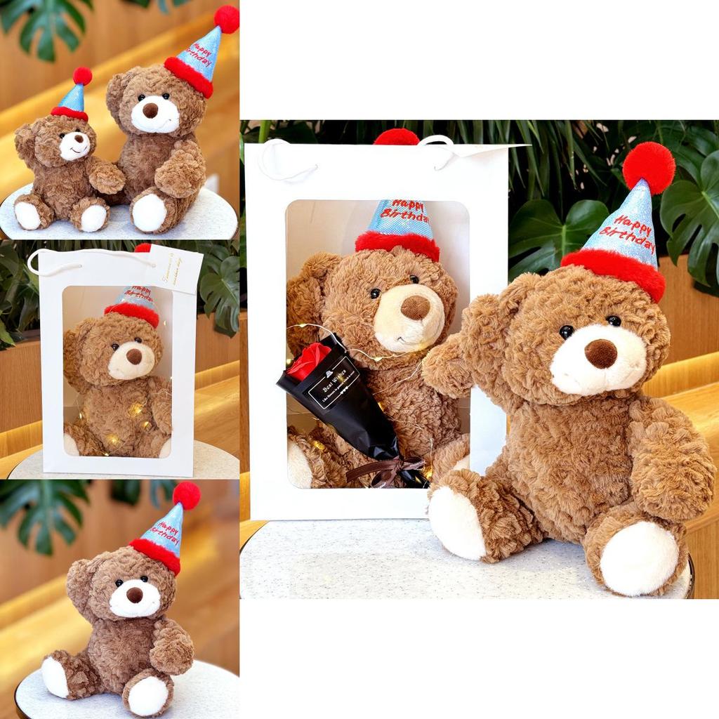 Entzückendes Teddybär-Plüschtier mit Geburtstagshut Perfektes Geschenk für Mädchen 35cm Höhe