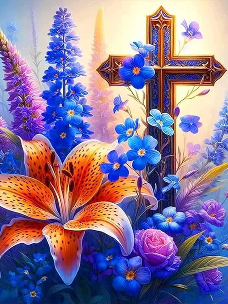 

Новый красочный цветок 5DDIY Алмазная картина Мозаика Цветочный крест Художественная картина Алмазная вышивка Творческие хобби Украшение дома Full Round 20x30CM