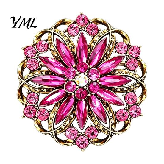 Vintage Clothing Pin Hollow Rhinestone Flower Brooch, Floral Lapel for Women Accessory Women, Bling Badge Jewelry Accessories Retro Alloy Pins