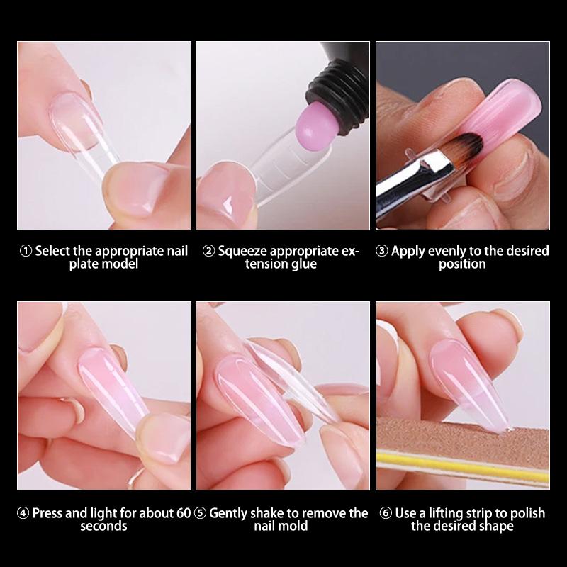 120pcs Full Cover Crystal Soft Gel Nail Tips Press On Extension Mold Professional Manicure Nail Art Extension Tool
