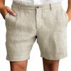 Herren Leinen-Shorts Klassische Passform Bund mit Knopfverschluss Atmungsaktives Leichtes Gewebe Lässige Sommerkleidung