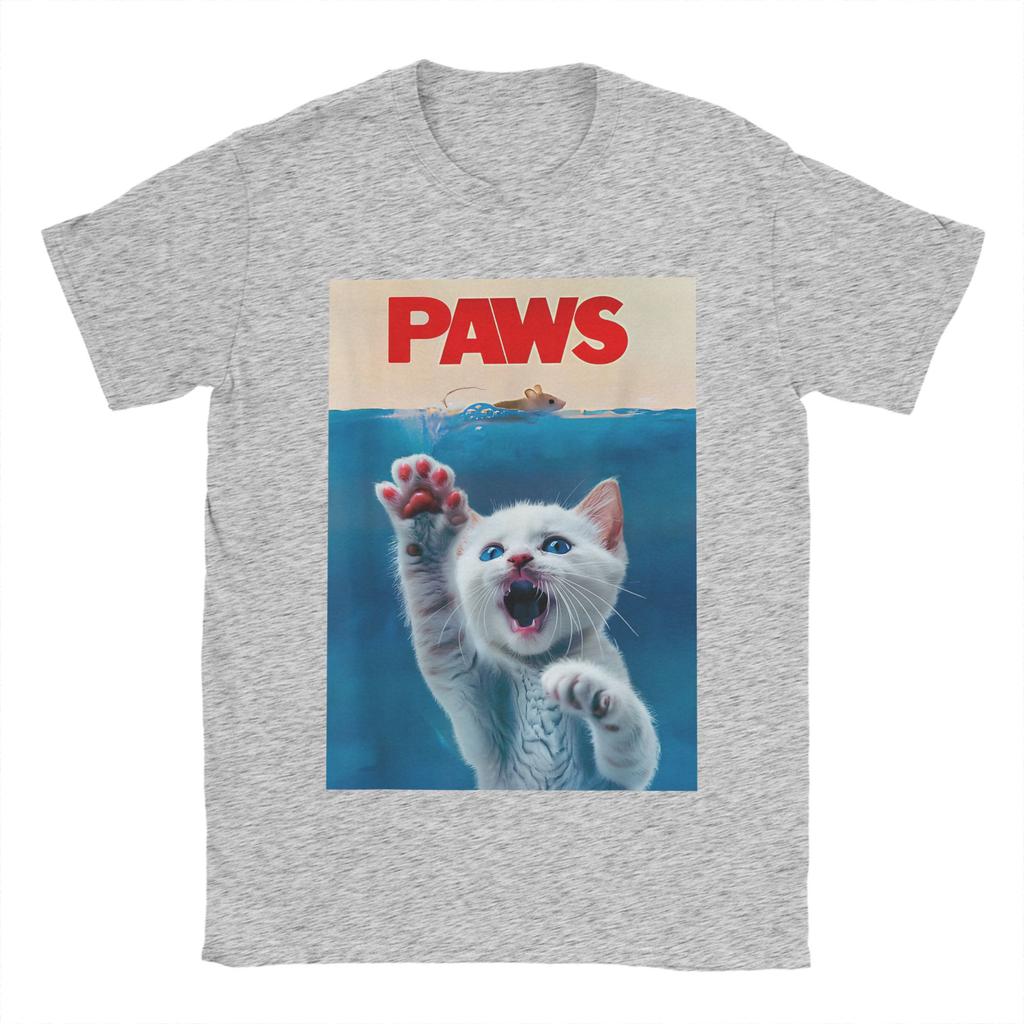 Men Women TShirt PAWS Funny Cat parody cat Lover Gift Kitten Shark Mouse meow T Shirts Summer Tee Shirt Y2K Cotton Clothes