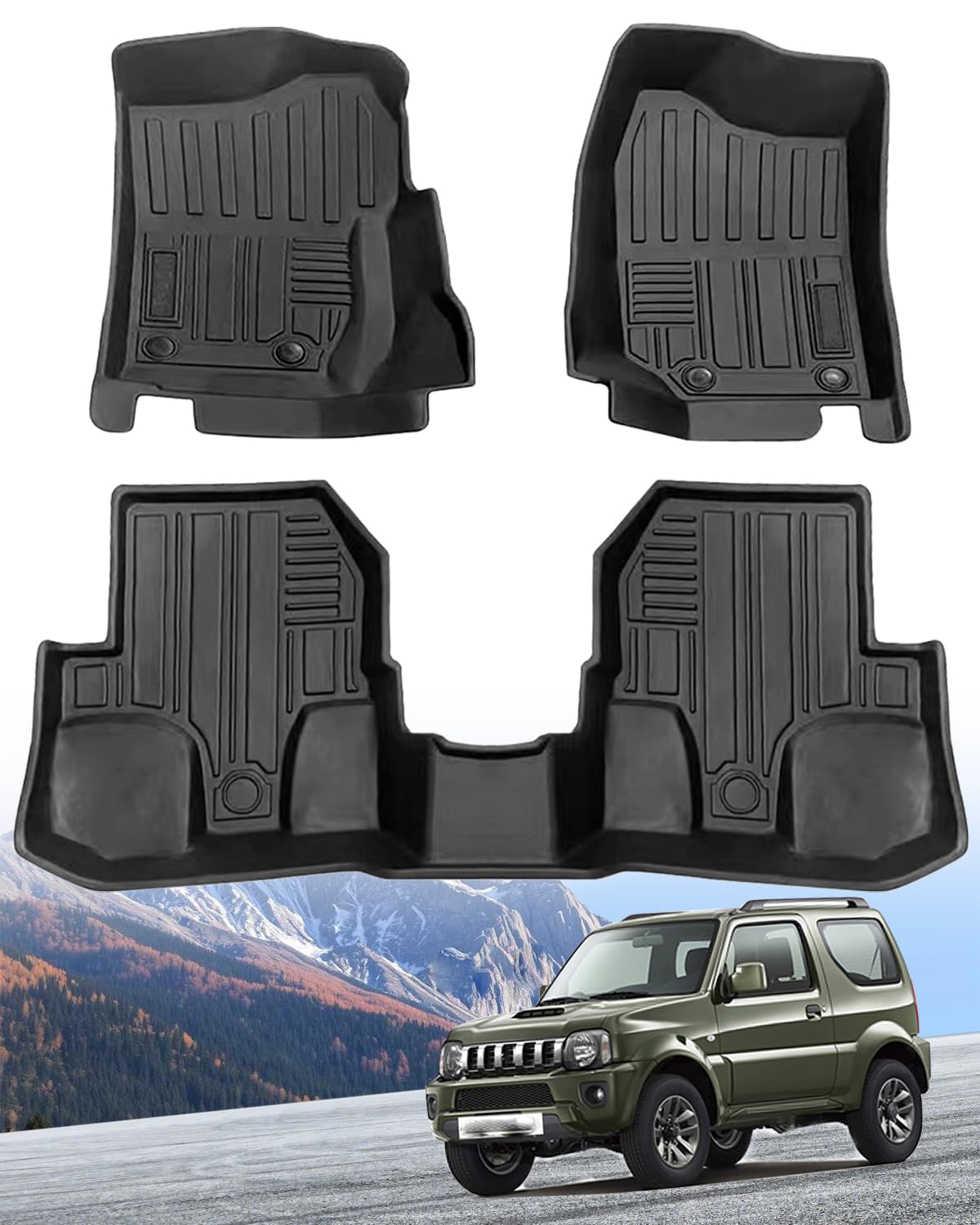 

Hawjog 3D Коврики для пола для Suzuki Jimny JB23W Полностью изготовлены из TPE, антибактериальные и специально разработаны для Jimny. Включают второй слой и губчатую основу. (AT), чёрный