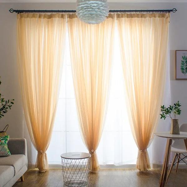 Basic Rod Pocket Sheer Voile Window Curtain Panels White One 1pc for Kitchen Bedroom Children's Room Living Room Decoration