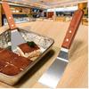 1/2pcs Stainless Steel Spatula with Angled Edge and Hardwood Handle - Large Metal Turner, Suitable for Cast Iron Skillets