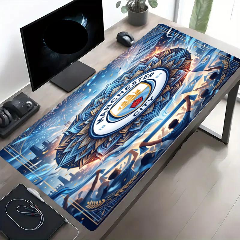 Manchester City FC Print Mouse Pad, Anti‑Slip Desktop keyboard Mat, for PC Laptop Gaming Working Daily Use, Cool Festival Birthday Gift