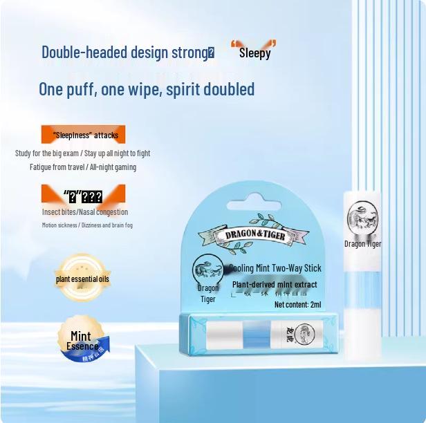 Dragon Tiger Mint Cooling Balm & Nasal Inhaler Stick 2ml - Clear Nasal Passages & Enjoy Breathing 2ml
