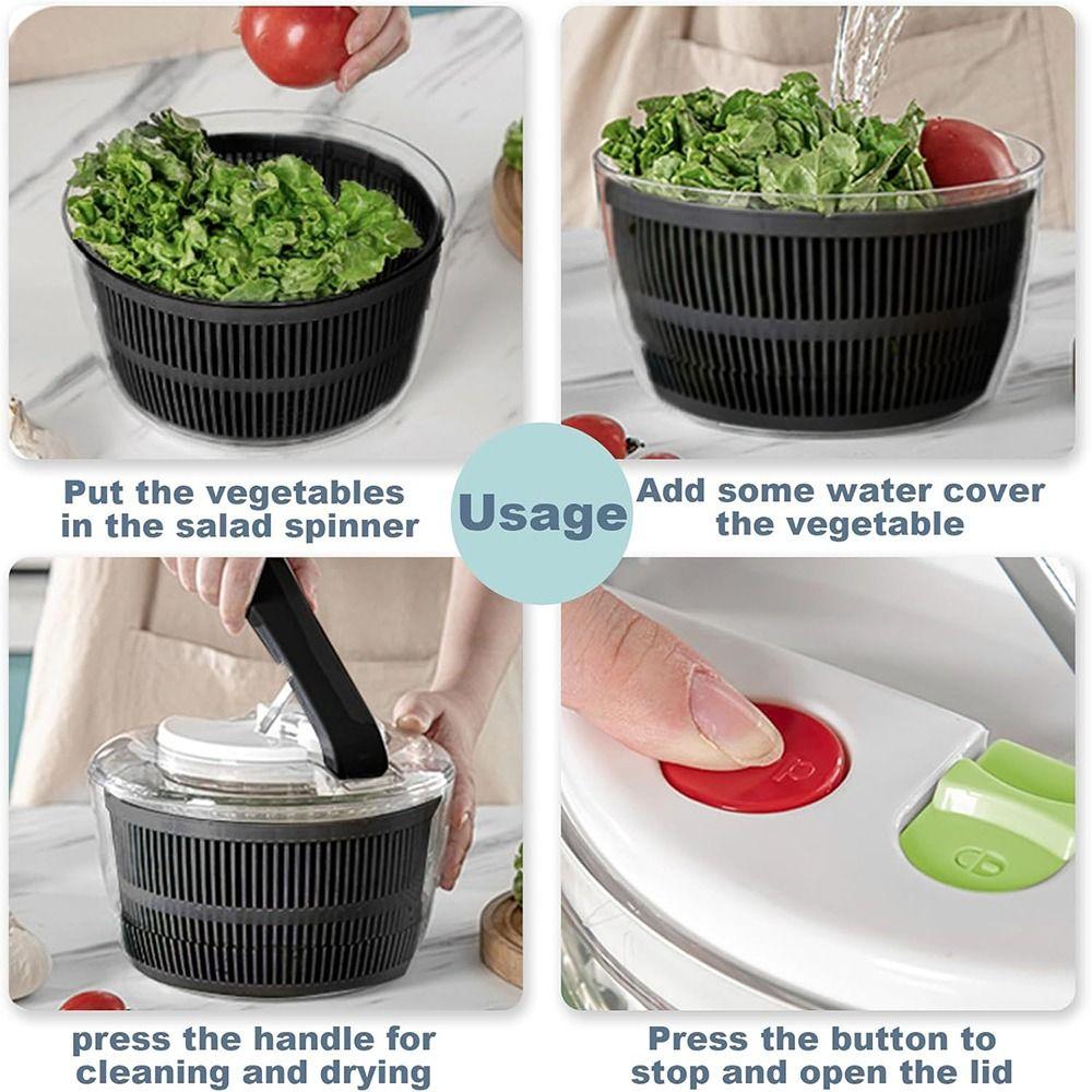 New Household Salad Dryer Salad Spinner Multifunctional Easy Press Vegetable Dehydrator Drainer Large Capacity Absorbent Basket
