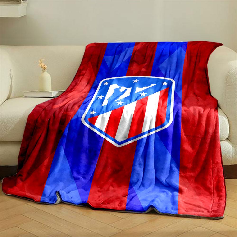 Vertical red and blue stripes with a shield emblem in the center. for all seasons blanket lunch break throw gift