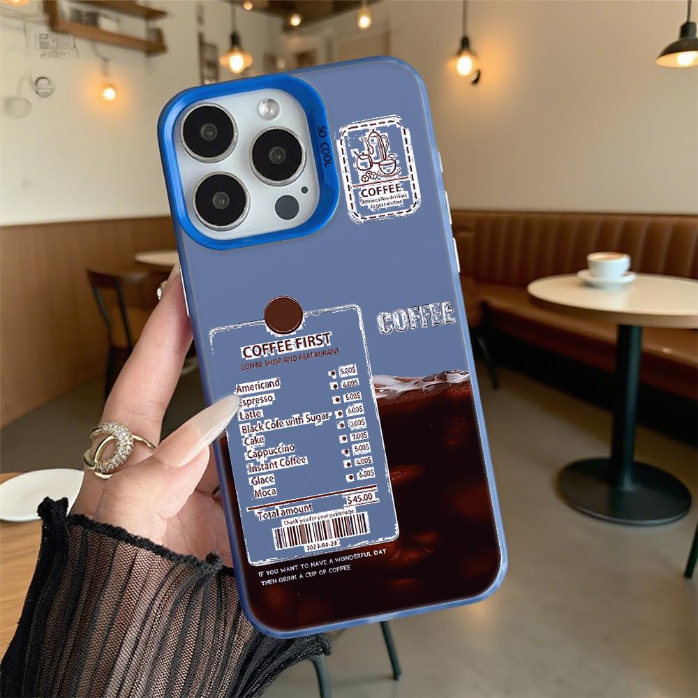 Coffee First Menu Hard Phone Case for Iphone 16 15 14 13 12 11 Pro Max Mini Shockproof Anti-Scratch Protective Cover