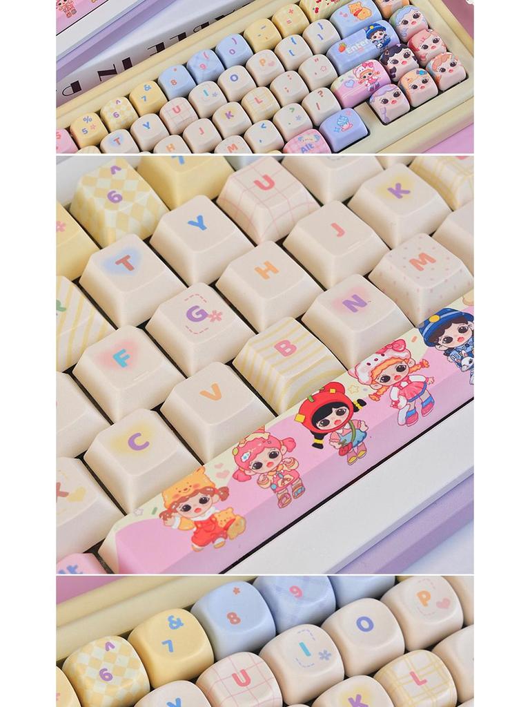 Sweetheart Bubble Cute Girl Keycaps, PBT Dye-Sublimation, MOA Profile, Compatible with Keychron, Razer, Logitech