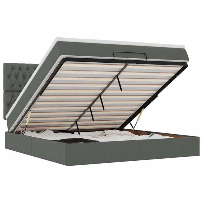 VidaXL Cadre de lit ottoman avec matelas gris foncé 160x200cm tissu 3313252