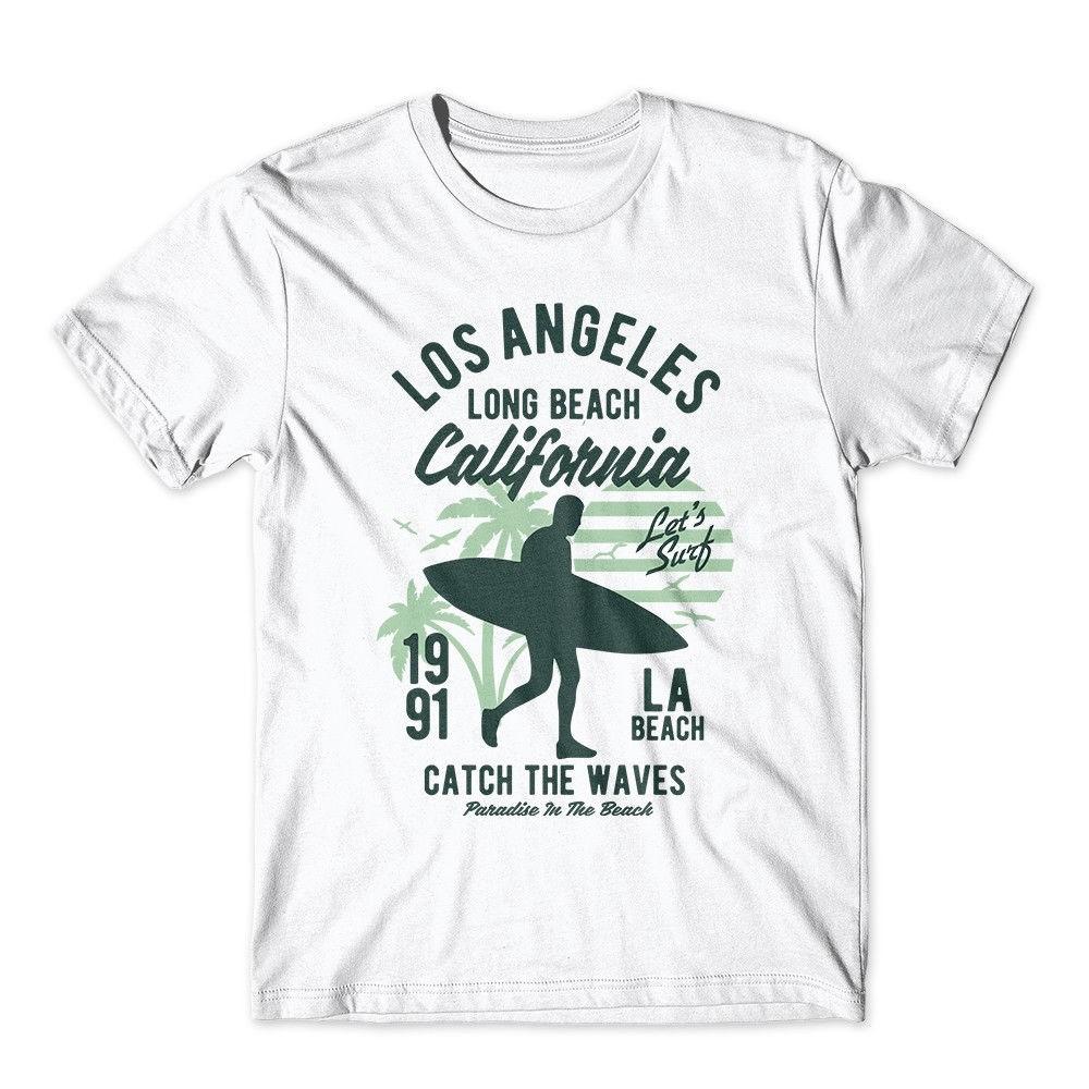 Los Angeles Long Beach Tshirt Surfing Shirt 100% Cotton Premium Tee New