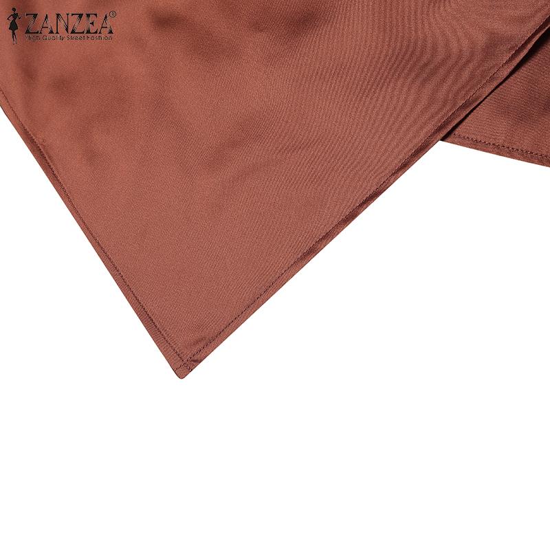 ZANZEA Bluză casual pentru femei, cu decolteu în V, subțire, cu tiv neregulat, mânecă scurtă