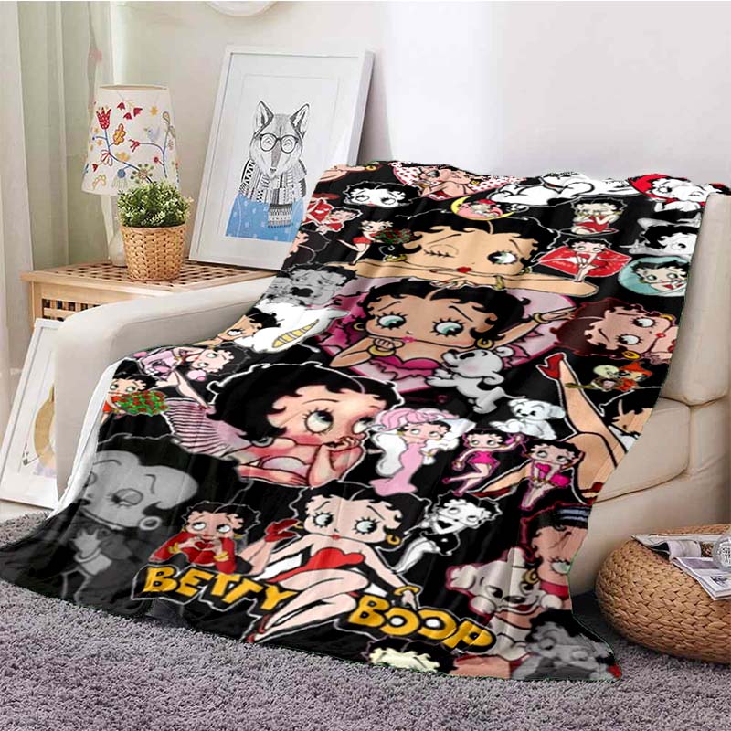 2026 New Model Cartoon B-Bettyy-Boopp Blanket Flannel Sofa Bed Warm Plush Office Comfortable Portable Gift Picnic Blanket