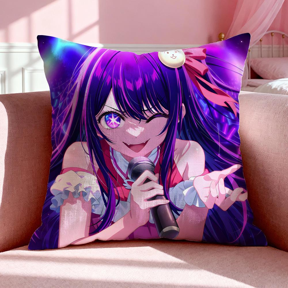 Anime O-Oshi No Ko Cushion Cover Breathable Linen Pillowcase Summer Odorless Eco-Friendly Invisible Zipper Washable