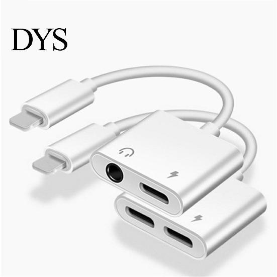 2 in 1 Dual-Port 3.5mm Jack Headphone Adapter Charge Cable for iPhone X/8/7