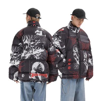 Hip Hop Bubble Jacket Parka Men Japanese Anime Streetwear Harajuku Winter Padded Overcoat Y2K Women Warm Quilted Coat Man