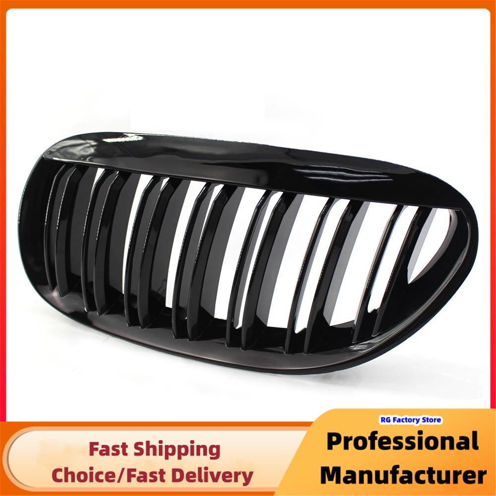 Front Kidney Bumper Grill Grille For BMW 6 Series E63 E64 2004-2010 1Pair Glossy Black Racing Grill Double Slat Cover