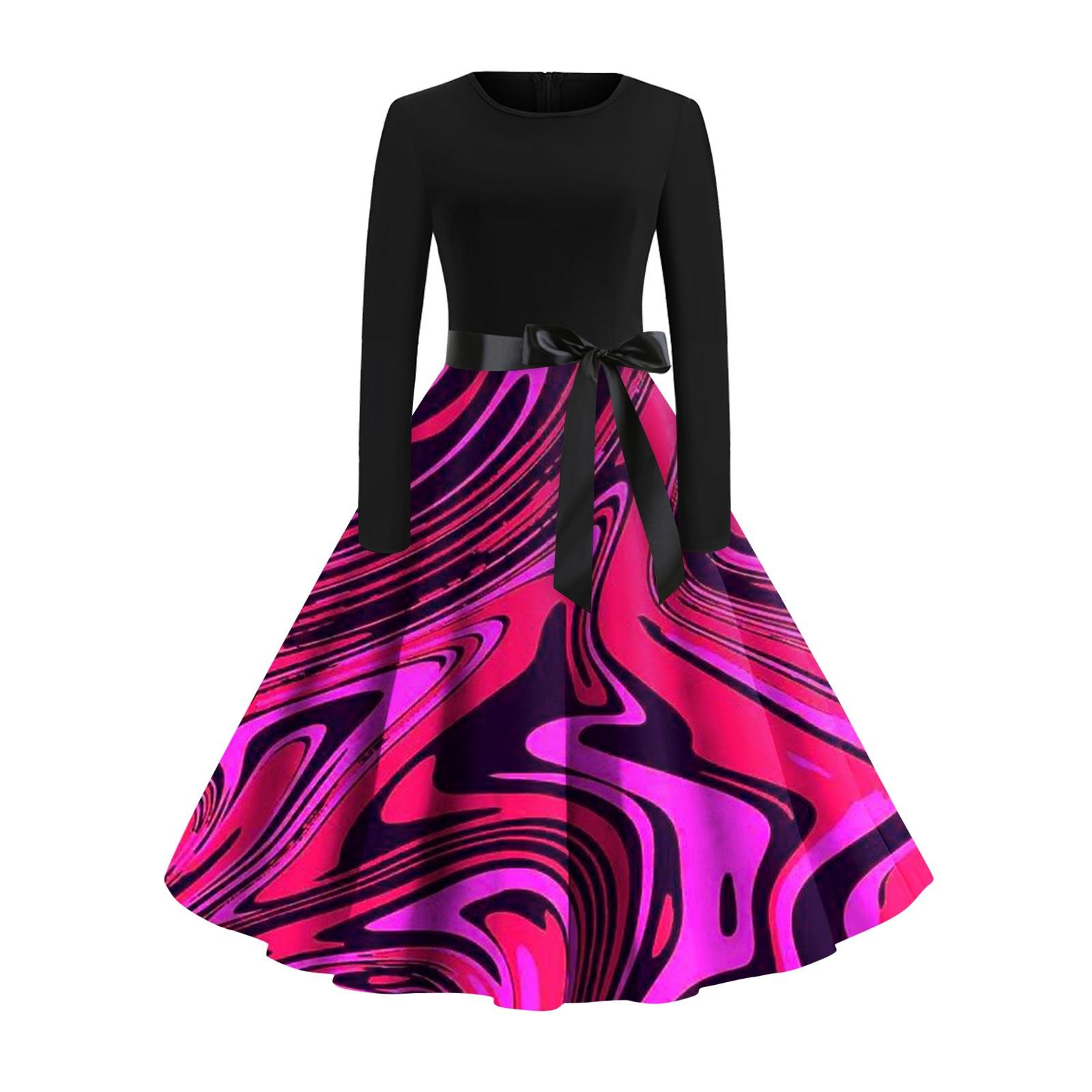 Женское расклешенное платье с принтом для женщин — фото 6