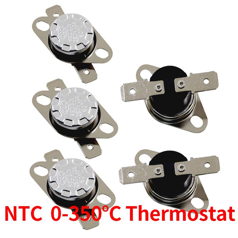 50PCS Bimetal Thermostat KSD302/KSD301 0C-350C 10A250V 100C 115C 120C 130C  135C 140C 145C 150C 160degrees Normal Closed Open