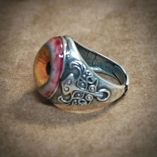 Eye of Veil Ring Handmade Resin Ring with Eye Design Waterproof Fading-Proof Adjustable Fit Vascular Details Ring