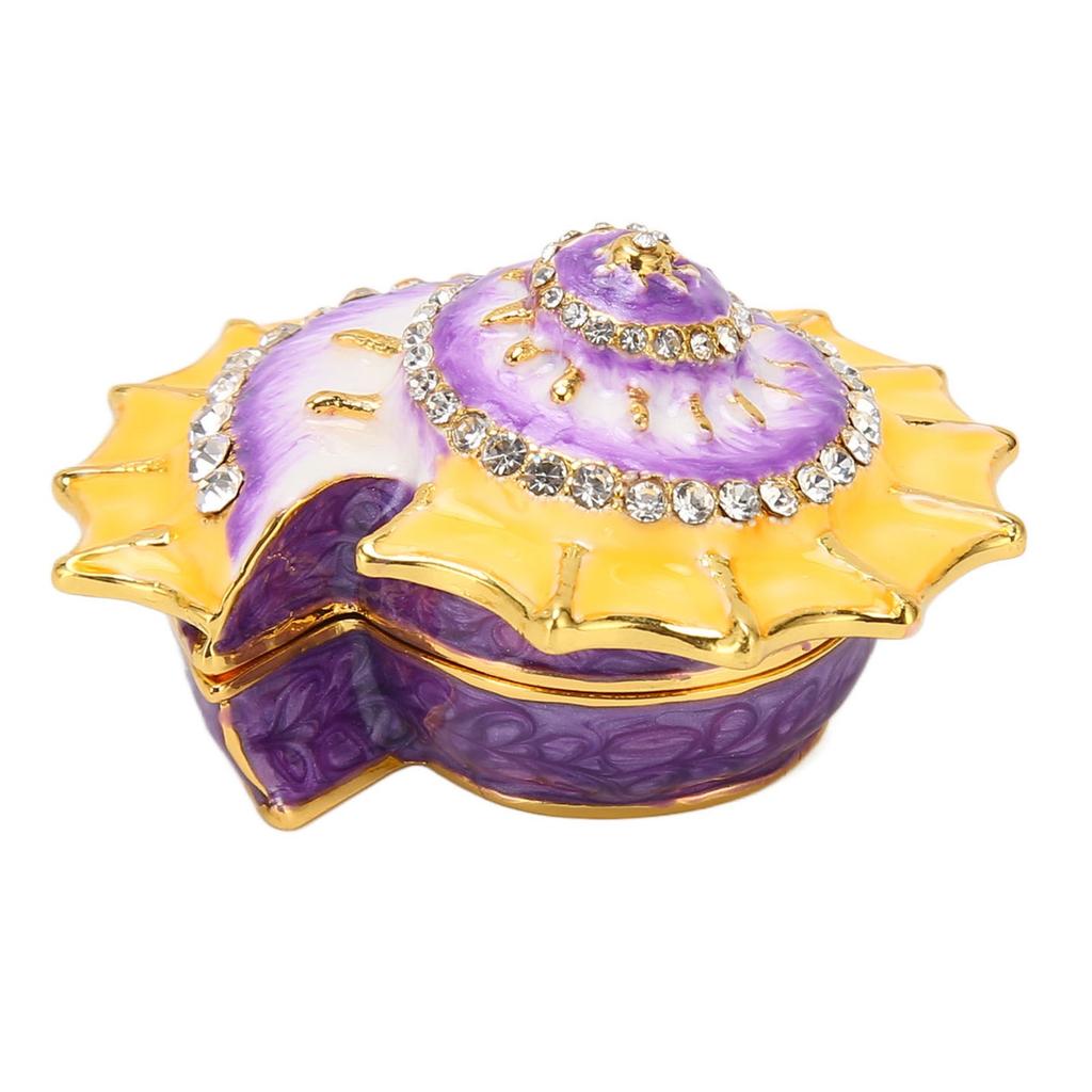 Conch Jewelry Box Vintage Luxury Decorative Hand Painted Crystal Trinket Jewelry Boxes for Ring