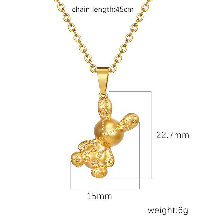 European and American Fashion Rabbit Pendant Necklace, 18K Plated Stainless Steel, Women's Trendy Accessory