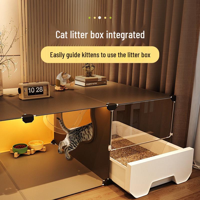Compact Indoor Cat Villa: Integrated Bed, Toilet, and Play Area - Space-Saving Design for Apartment Living