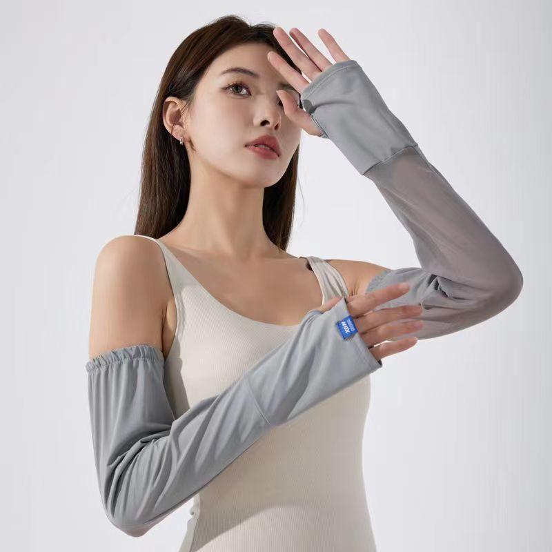 Kühlende Ärmel Eis Seide Ärmel UV-Schutz Anti-UV Sonnenschutz Ärmel Armabdeckungen Radhandschuhe Dünne Lange Handschuhe Sommer