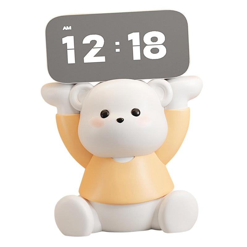 Cute Bear LED Digital Clock Resin Figurine for Kids Bedroom, Living Room, Dining Room, Office Desktop Decor