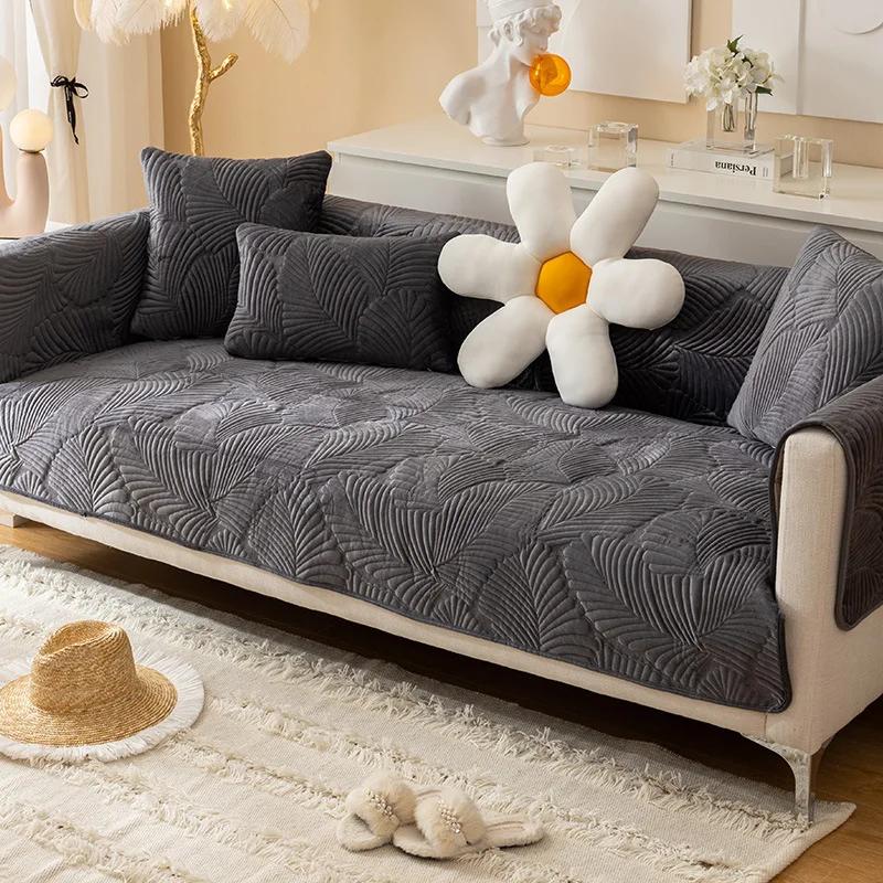 

Зимняя толстая плюшевая подушка для дивана в гостиной, нескользящий чехол для дивана, полотенце для углового дивана, подушка для сиденья, защитный чехол для дивана 70x70cm