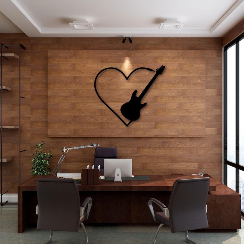 Handmade Metal Guitar Wall Art Sculpture for Music Room, Home Decor, Gift for Rock Music Lovers