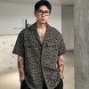 Herren Kurzarmhemd mit Leopardenmuster Kubanischer Kragen Oversized Lässig Streetwear Für Tägliche Partykleidung