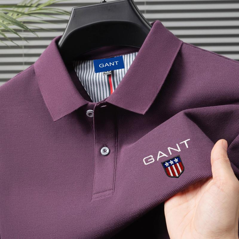 Gant Sommer Herre Ny Broderi Ensfarget Ren Bomull Løs Business Casual Poloskjorte