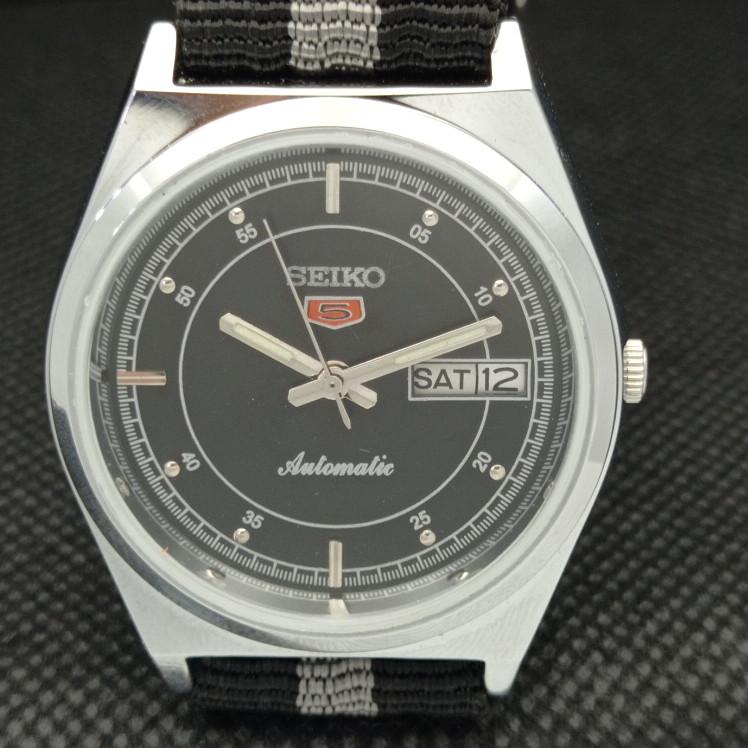 REFURBISHED VINTAGE SEIKO 5 AUTO 6309A JAPAN MENS D/D BLACK WATCH 593c-a314856-9 SKU593c-a314856