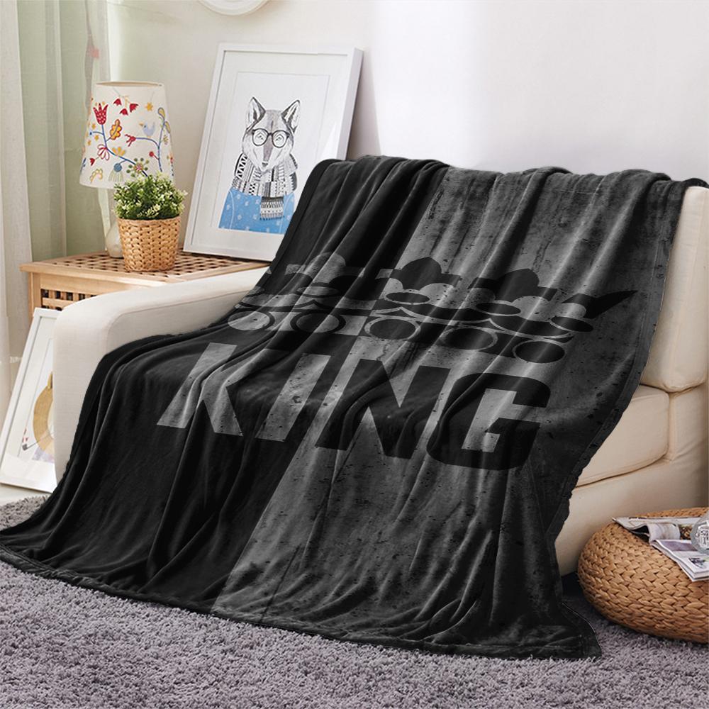 1Pc King or Queen Print Flannel Blanket, High quality Comfortable for All Seasons, Home Decor, Warmth and Comfort, Perfect for Gifts