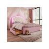 Lit gigogne - MUVOE - 140 x 200 cm - Rose - 2 tiroirs - LED réglable