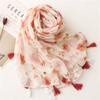 Luxury Women Viscose Scarf Designer Shawl Cotton Linen Feeling Tassel Pashmina Muslim Hijab Wrap Floral Foulard