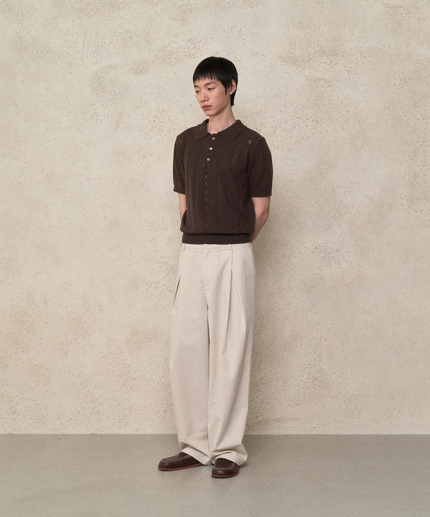NOISE Linen Slit Elastic Waist Pants - Natural