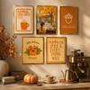 Vintage Fall Pumpkin Canvas Gallery Prints Witch Maple Leaf Typography Autumn Wall Art Farmhouse Thanksgiving Home Decor Gift