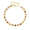 Luxury Colored Round Zircon Bracelet for Women,Gold Plated Zircon Chain Bracelets,Dainty Charm Jewelry Gift