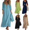 Künstlerisches V-Ausschnitt Kleid für Damen - Lockerer Schnitt, Bunt, Atmungsaktiv, Lässig für Frühling und Sommer, Tägliches Tragen